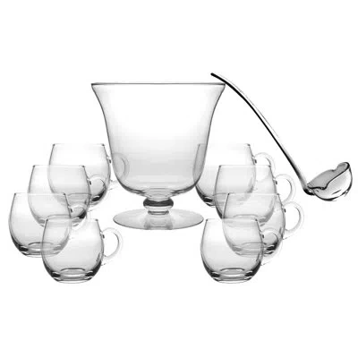 Barski Majestic Gift High-quality 9 Piece Punch Bowl Set In Clear