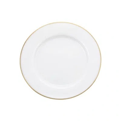 Barski Plates - Glass - Set Of 4 - Dinner  - Plate  - White Plate - With Gold Rim - 10" Diameter - European