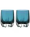 Barski Set Of 2 Crescent Double Old Fashioned Tumblers In Blue