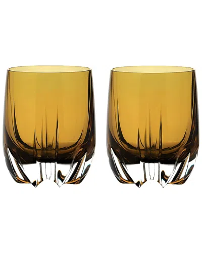 Barski Set Of 2 Crescent Double Old Fashioned Tumblers In Brown