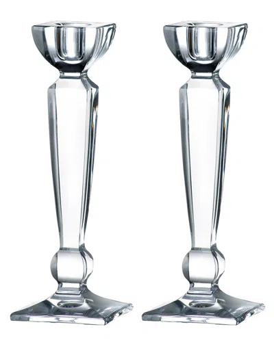 Barski Set Of 2 Crystalline 8in Candlestick Holders