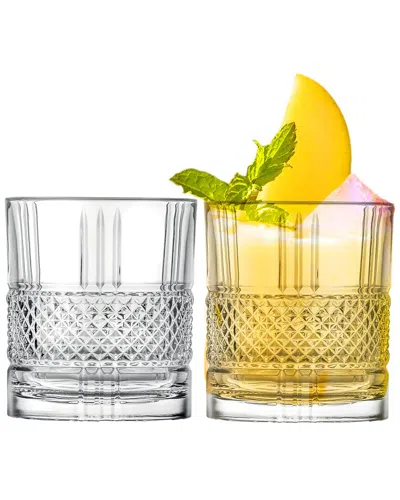 Barski Set Of 2 Double Old Fashioned 11oz Tumbler Glasses In Yellow