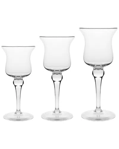 Barski Set Of 3 Hand-blown Pillar Candle Holders