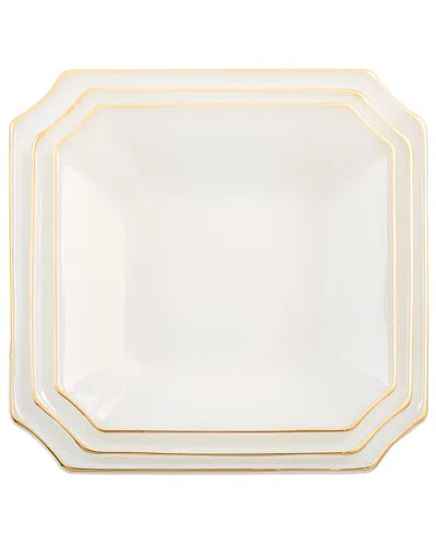 Barski Set Of 4 Square Plates With Rim In White