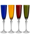 Barski Set Of 4 Vivid 7oz Champagne Flutes In Multi