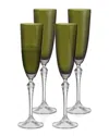 Barski Set Of 4 Vivid 7oz Champagne Flutes