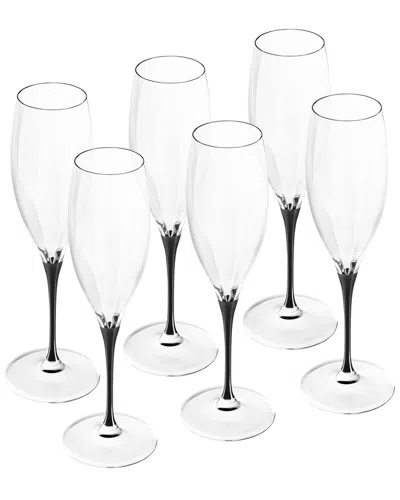 Barski Set Of 6 11oz Champagne Flutes In Clear