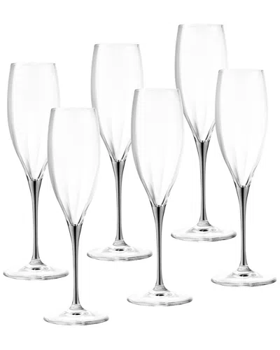 Barski Set Of 6 11oz Champagne Flutes In Clear