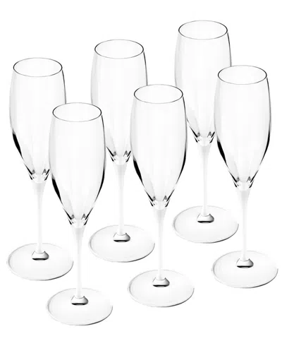 Barski Set Of 6 11oz Champagne Flutes In Clear