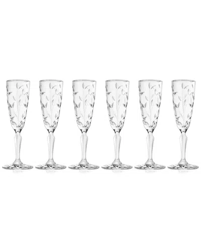 Barski Set Of 6 5.4oz Champagne Flutes In Transparent