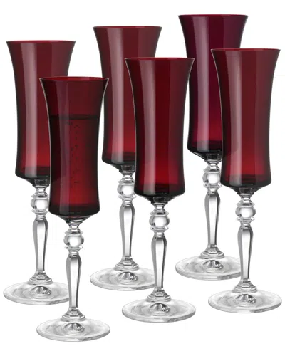 Barski Set Of 6 Champagne Flutes In Transparent