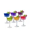 Barski Set Of 6 Colored Champagne Coupe Glasses