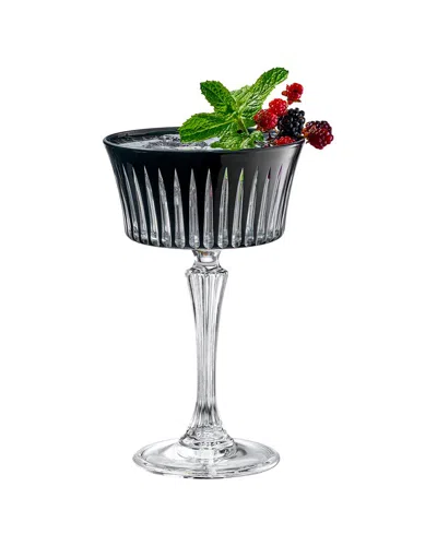 Barski Set Of 6 Colored Champagne Coupe Glasses In Black