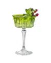 Barski Set Of 6 Colored Champagne Coupe Glasses In Green
