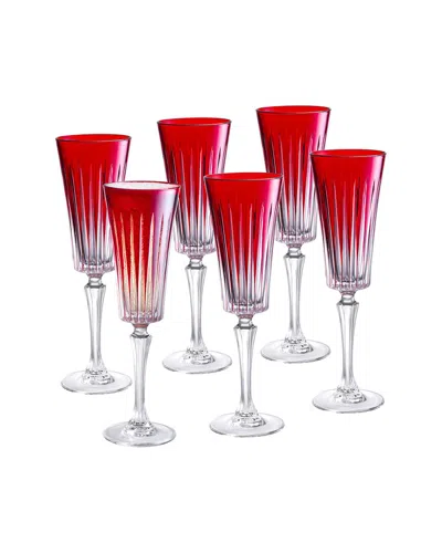 BARSKI BARSKI SET OF 6 COLORED CHAMPAGNE FLUTES GLASSES