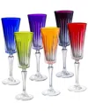 Barski Set Of 6 Colored Champagne Flutes Glasses