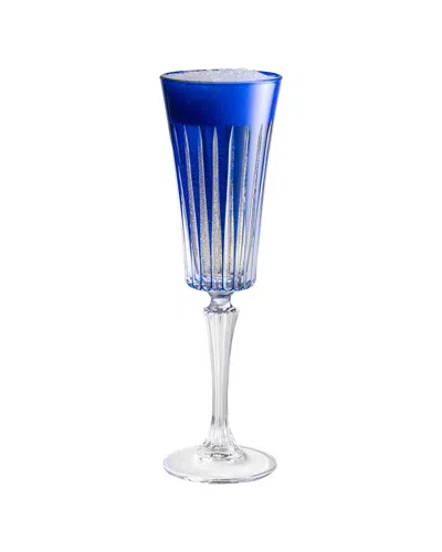 Barski Set Of 6 Colored Champagne Flutes Glasses In Blue