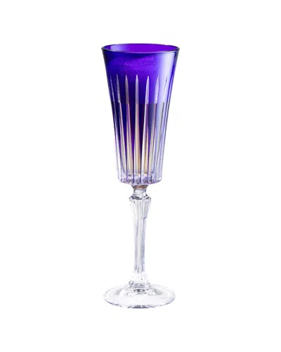 Barski Set Of 6 Colored Champagne Flutes Glasses In Purple