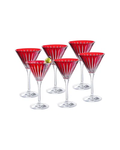 Barski Set Of 6 Colored Martini Cocktail Glasses In Red