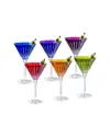 Barski Set Of 6 Colored Martini Cocktail Glasses