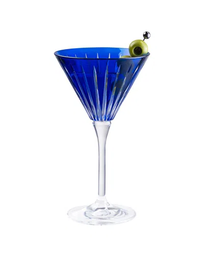 Barski Set Of 6 Colored Martini Cocktail Glasses In Blue