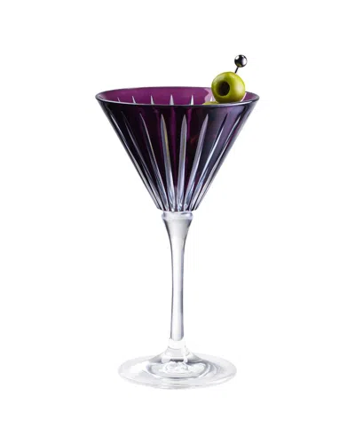Barski Set Of 6 Colored Martini Cocktail Glasses In Purple