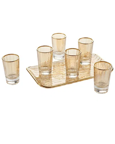 Barski Set Of 6 Shot Glasses With Tray In Multi