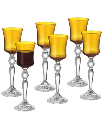 Barski Set Of 6 Stem Liquor Glasses In Gold