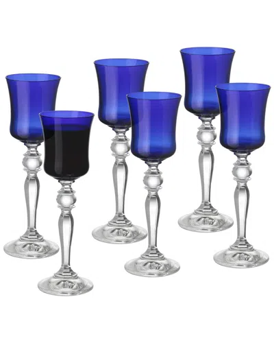 Barski Set Of 6 Stem Liquor Glasses In Blue