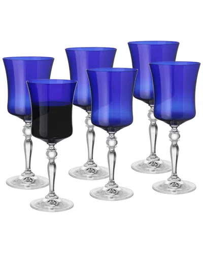 Barski Set Of 6 Stem Wine Glasses In Transparent