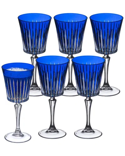 Barski Set Of 6 White Wine Glasses In Blue