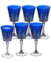 Barski Set Of 6 White Wine Glasses In Blue