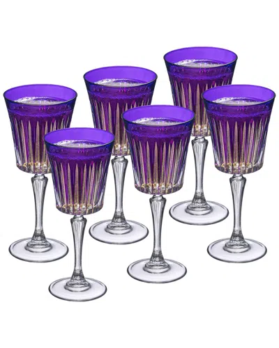 Barski Set Of 6 White Wine Glasses In Purple