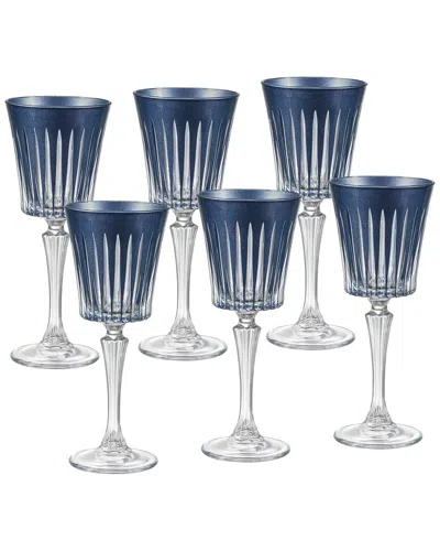 Barski Set Of 6 Wine Glasses In Blue