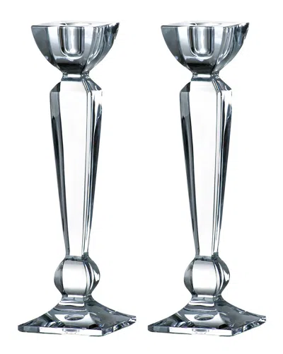Barski Set Of Two 10in Crystalline Candlestick Holders