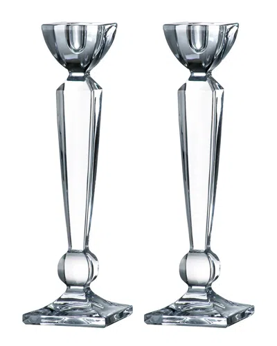Barski Set Of Two 12in Crystalline Candlestick Holders