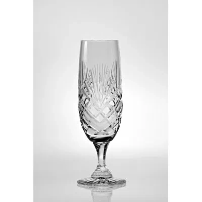 Barski Toasting Flute - Champagne - Flutes - Set Of 6 Glasses - Cut Crystal -  6 oz In Clear