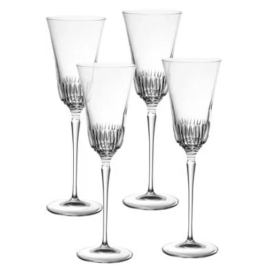 Barski Toasting Flute Glass - Champagne - Flutes - Set Of 4 Crystal Glasses -  Wedding Toasting Flutes - 8  In Clear