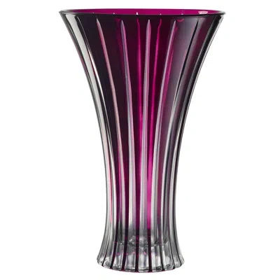 Barski Vase - Blue Colored -  Round Opening - High Quality Glass Vase - For Flowers - Roses - Designed - 11 In Purple