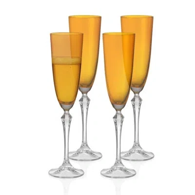 Barski Vivid Champagne Flute, Stemmed, 7 Oz. Set Of 4 In Yellow