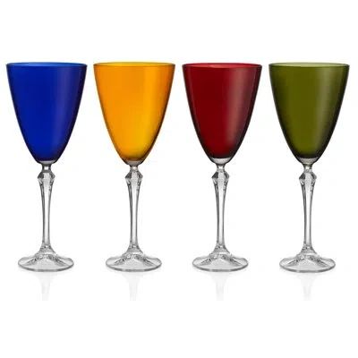 Barski Vivid Wine Glass, Stemmed, 9 Oz. Set Of 4 In Assorted