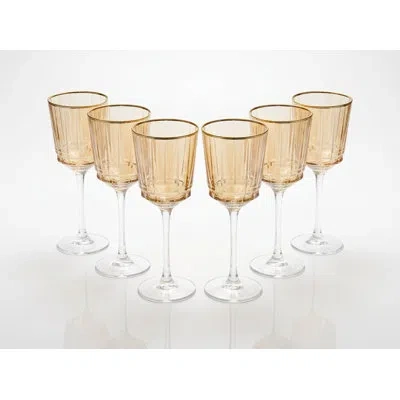 Barski Wine Glass, Amber With Gold Rim, 9 Oz., Set Of 6 In Multi