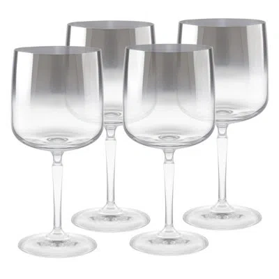 Barski Set Of 4 Smoked Metallic Ombre Wine Glasses In Transparent