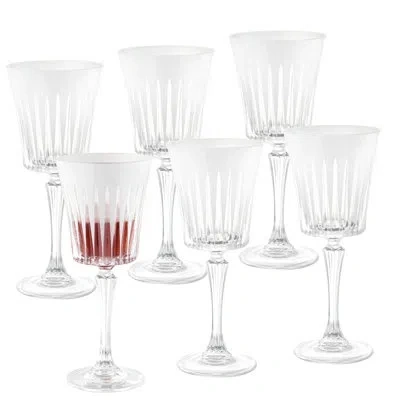 Barski Wine Glasses - Set Of 6 - White Colored - Wine Goblets For Red Wine Or White Wine - Elegant Colored  In Transparent