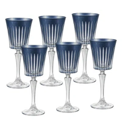 Barski Wine Glasses - Set Of 6 Wine Goblets For Red Wine Or White Wine - Colored - Elegant Colored Glasswar In Blue