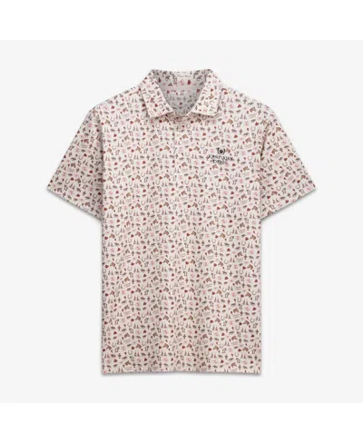 Barstool Golf Men's Cream Kentucky Derby Roses Printed Polo Shirt In Neutral
