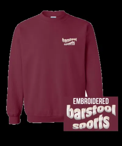 Barstool Sports Wavy Embroidered Crewneck In Maroon In Multi