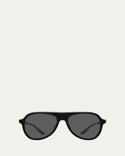 Barton Perreira 007 Vedretta Acetate Aviator Sunglasses In Black