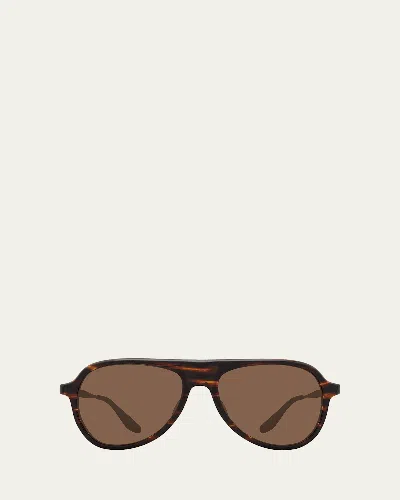 Barton Perreira 007 Vedretta Acetate Aviator Sunglasses In Brown