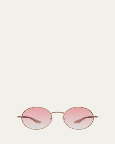Barton Perreira Anamcara Metal Oval Sunglasses In Rose Gold